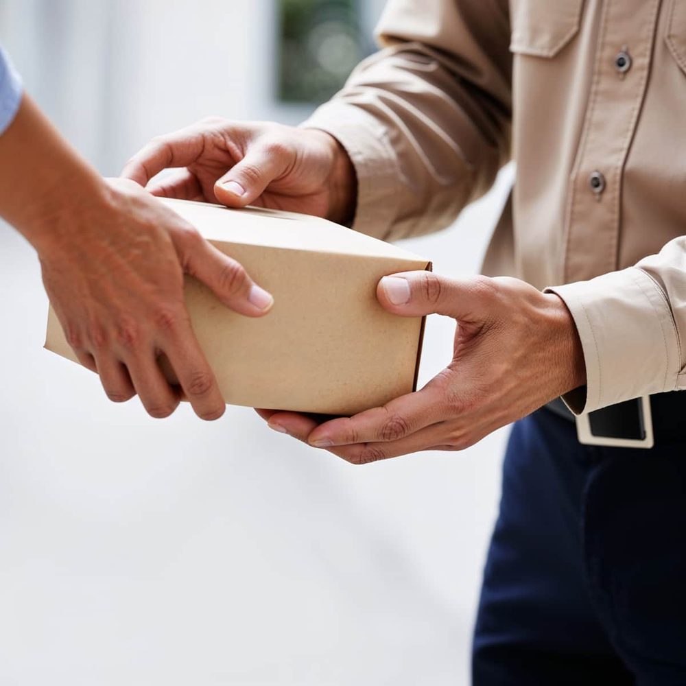 Entrega de un paquete en mano al cliente final